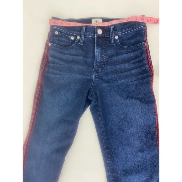 J. Crew Vintage Straight Blue Jeans Red TuxedoStripes Denim Stretch 26 - Picture 4 of 11